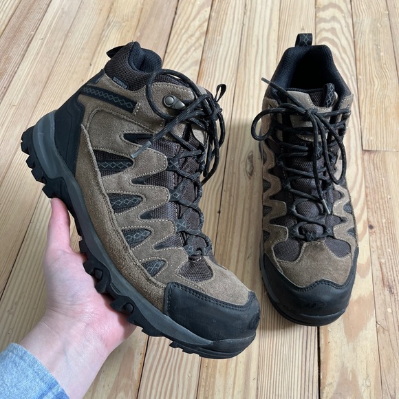 Eddie Bauer Other - Eddie Bauer Mens 10 Waterproof Hiking Boots Brown Suede Mesh Mid Top Trail Shoes